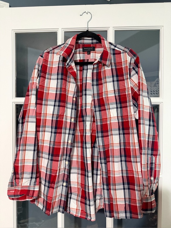 Banana Republic Other - Banana Republic Men's Red, Navy & White Plaid Cotton Button-Down Shirt